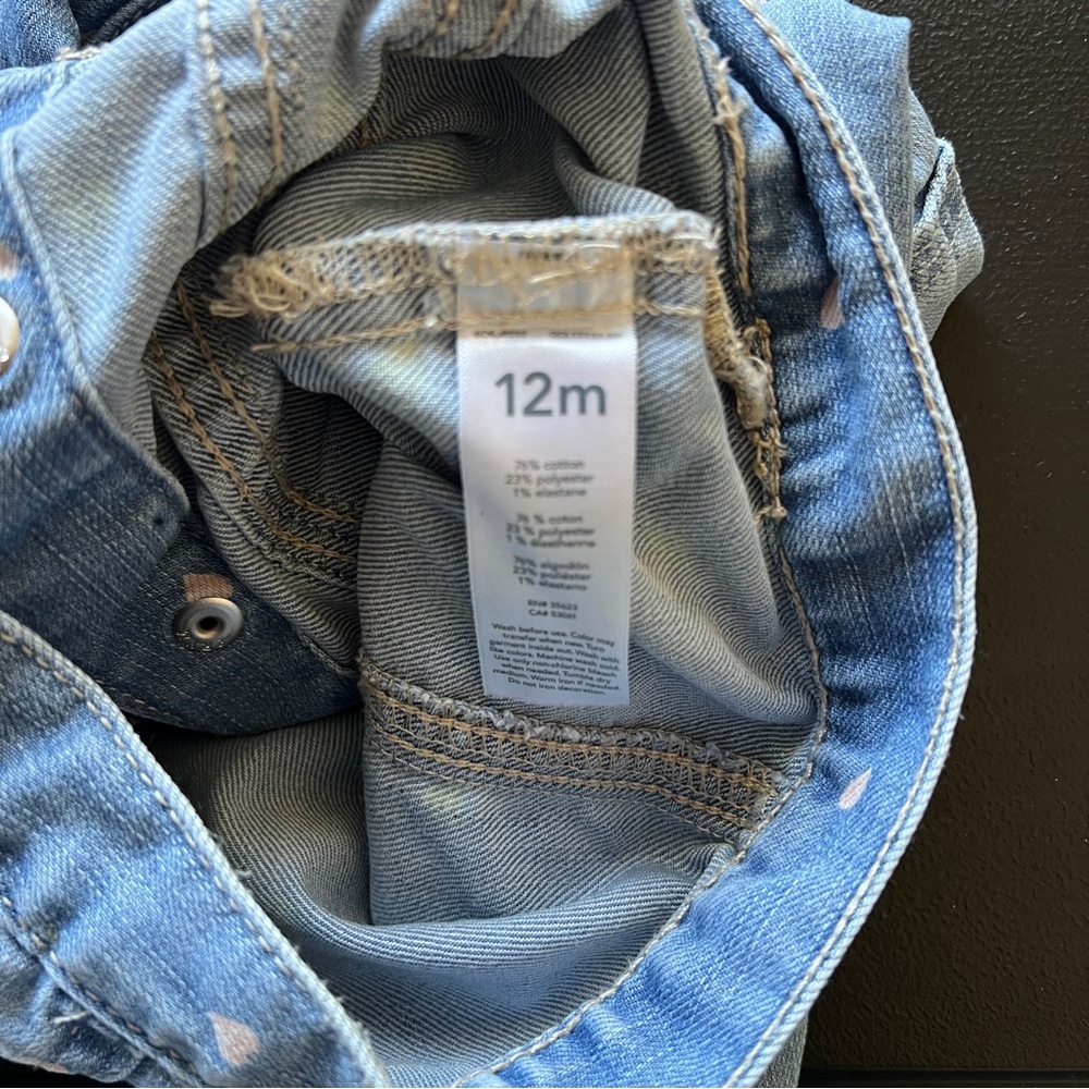 OshKosh B'gosh Pink Heart Blue Denim Jean Jacket-Baby’s Size 12 Months - Picture 6 of 7